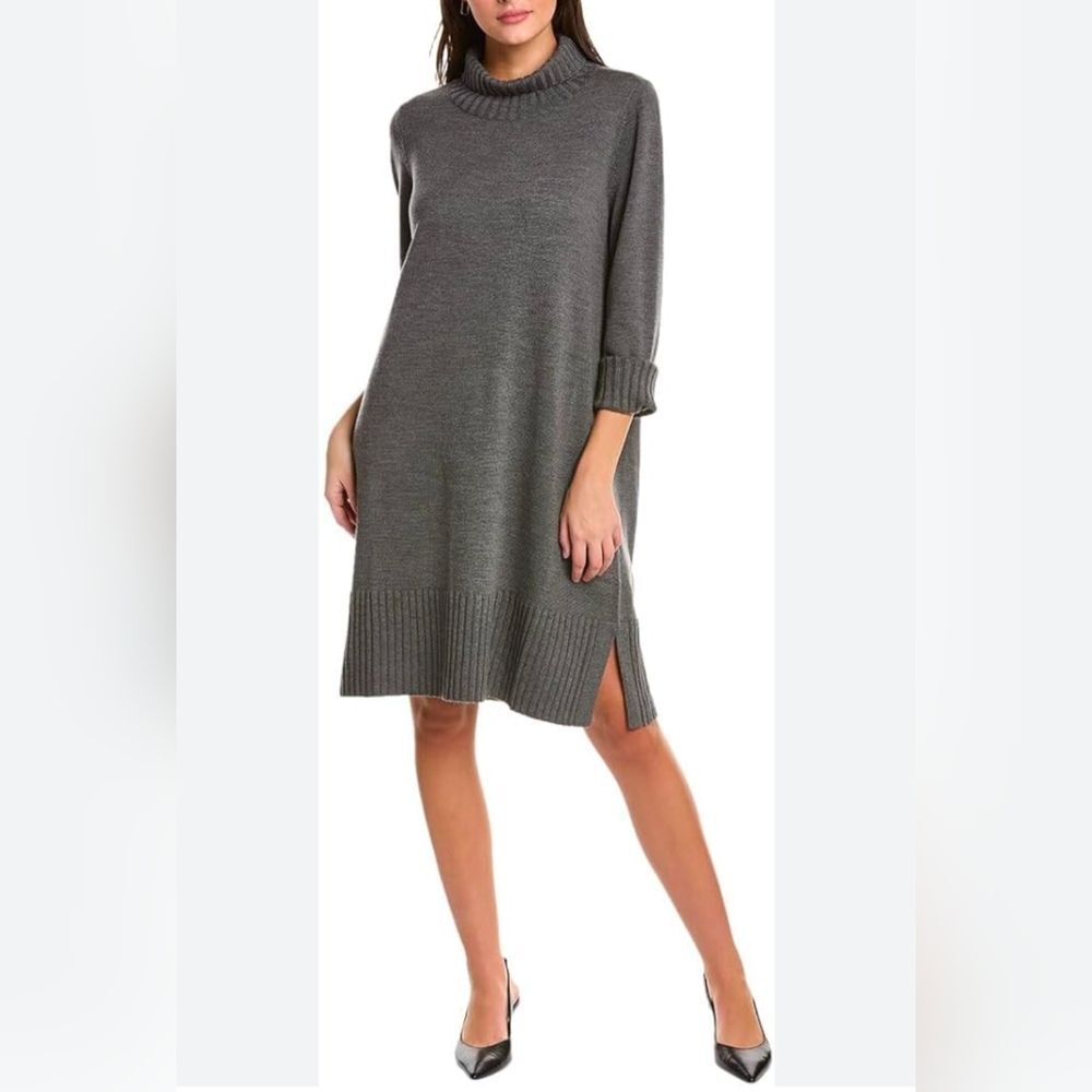 Eileen Fisher Ash Extra Fine Merino Wool Turtleneck Dress Size 2X